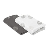 4moms Breeze Playard Sheet, Cotton White & Grey Crosshatch, Two Pack - ANB Baby